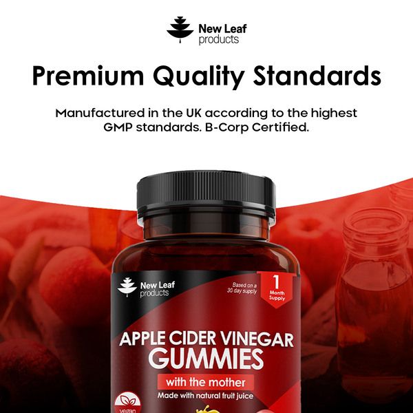 New leaf health Apple Cider Vinegar, 30 Vegan Gummies + Vitamin B12 Folate image 5