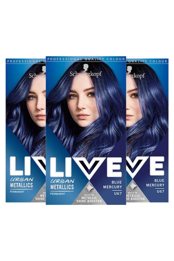 Schwarzkopf LIVE Blue Mercury 'Hair Dye' Urban Metallics U67 3 Pack