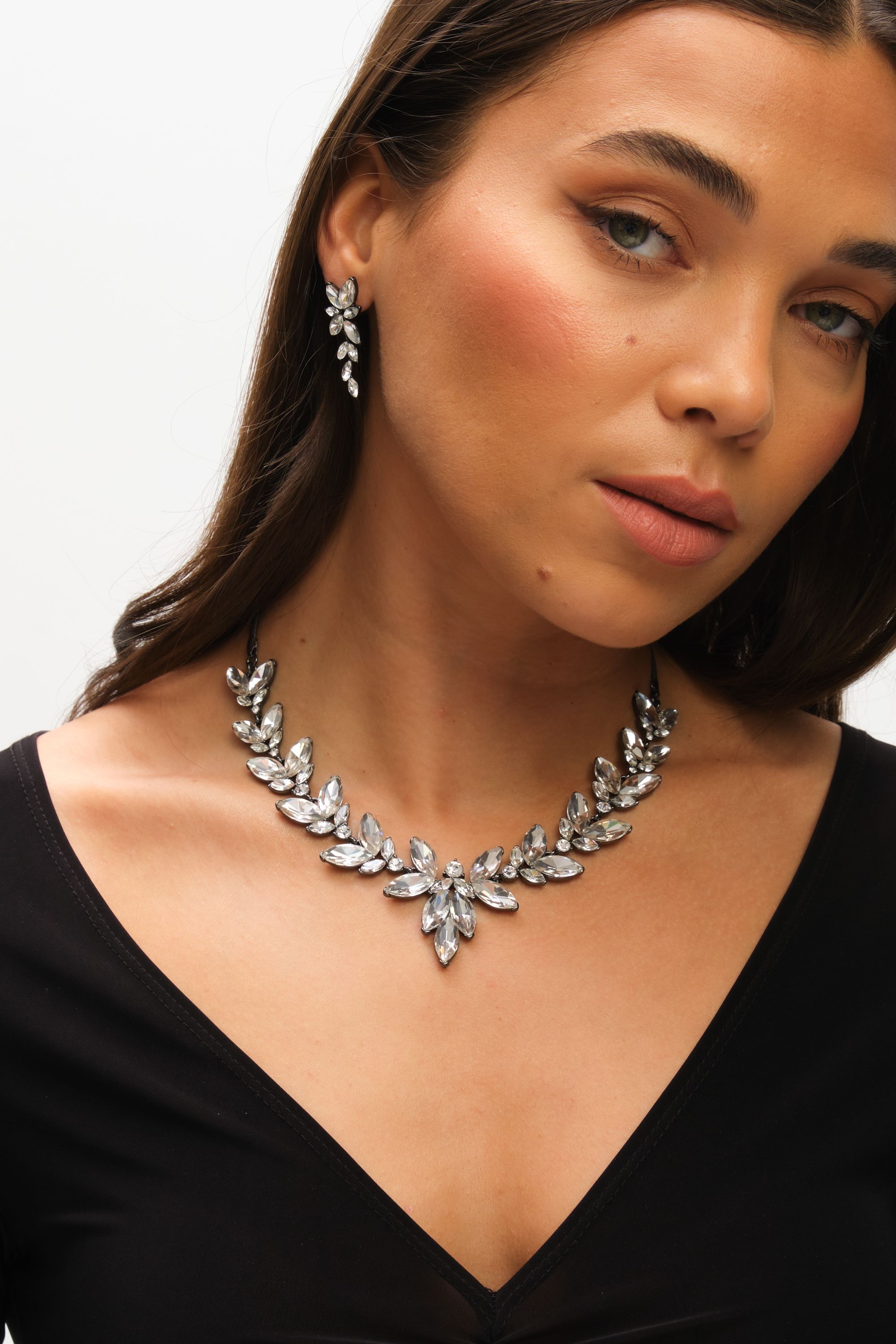 Mood Hematite Crystal Leaf Drop Earrings image 2