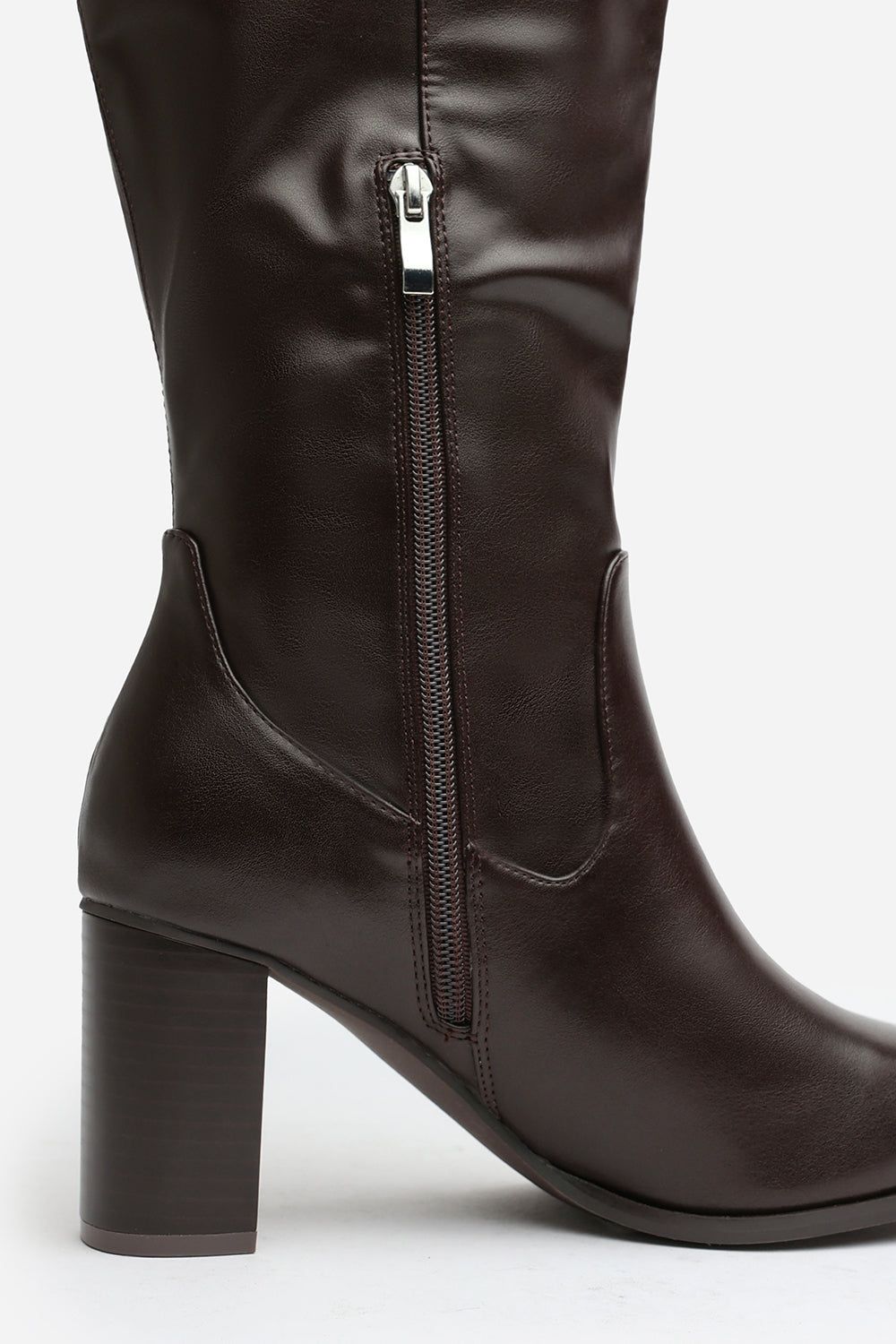 Where's That From 'Ainsley' Stretch Wide Calf Block Heel Knee High Boots with Stitch Detail image 5