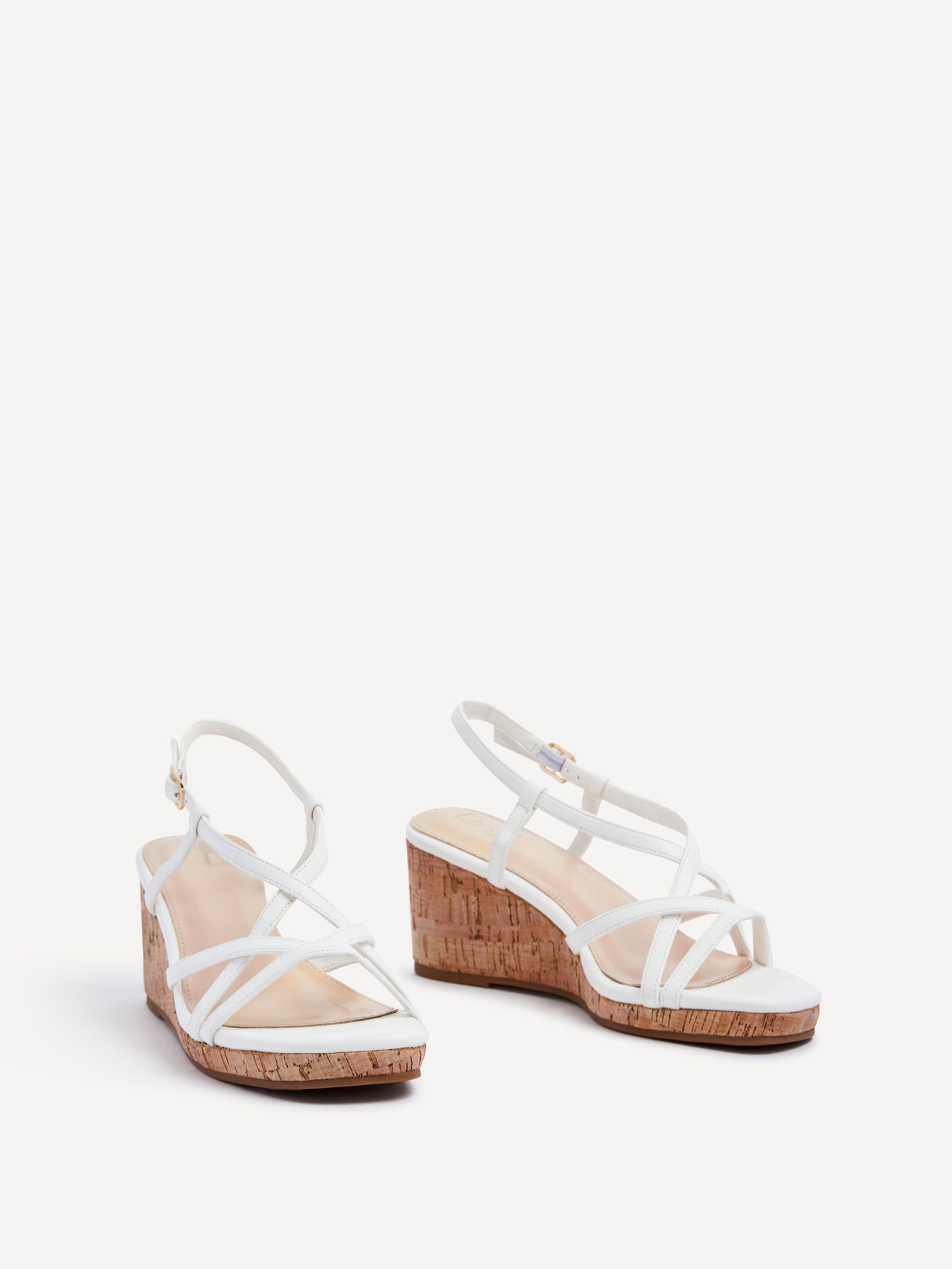 Linzi Safiya White Faux Leather Strappy Wedge Sandal image 3