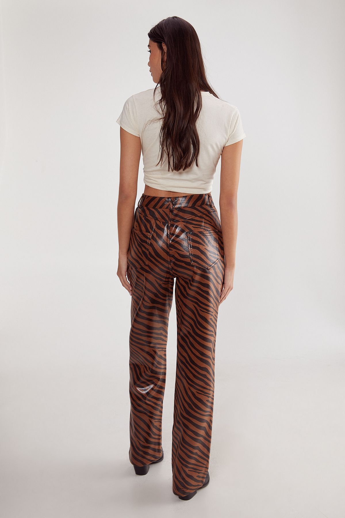 NastyGal Neutral Zebra Straight Leg Pant Neutral image 4