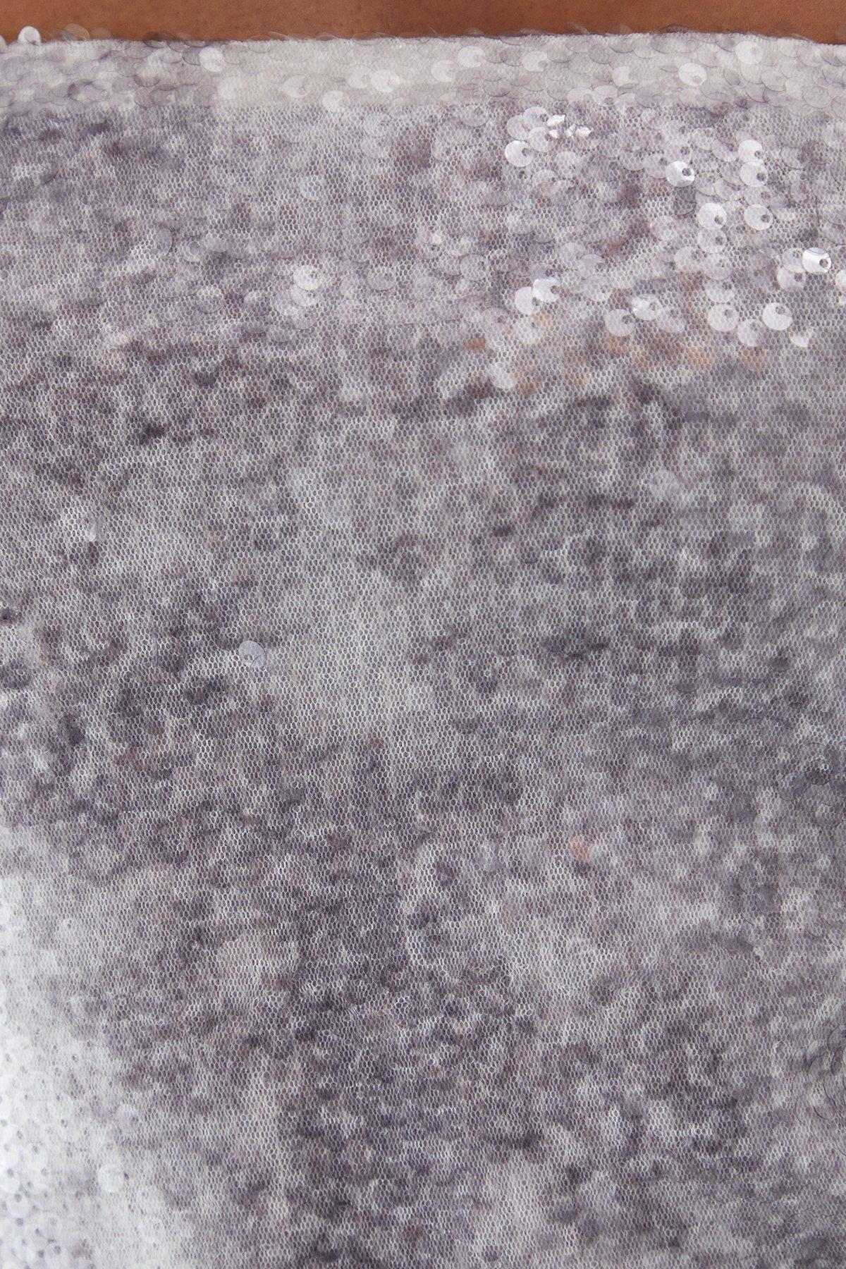 MissPap Patterned Sequin Bandeau Mini Dress Grey image 5