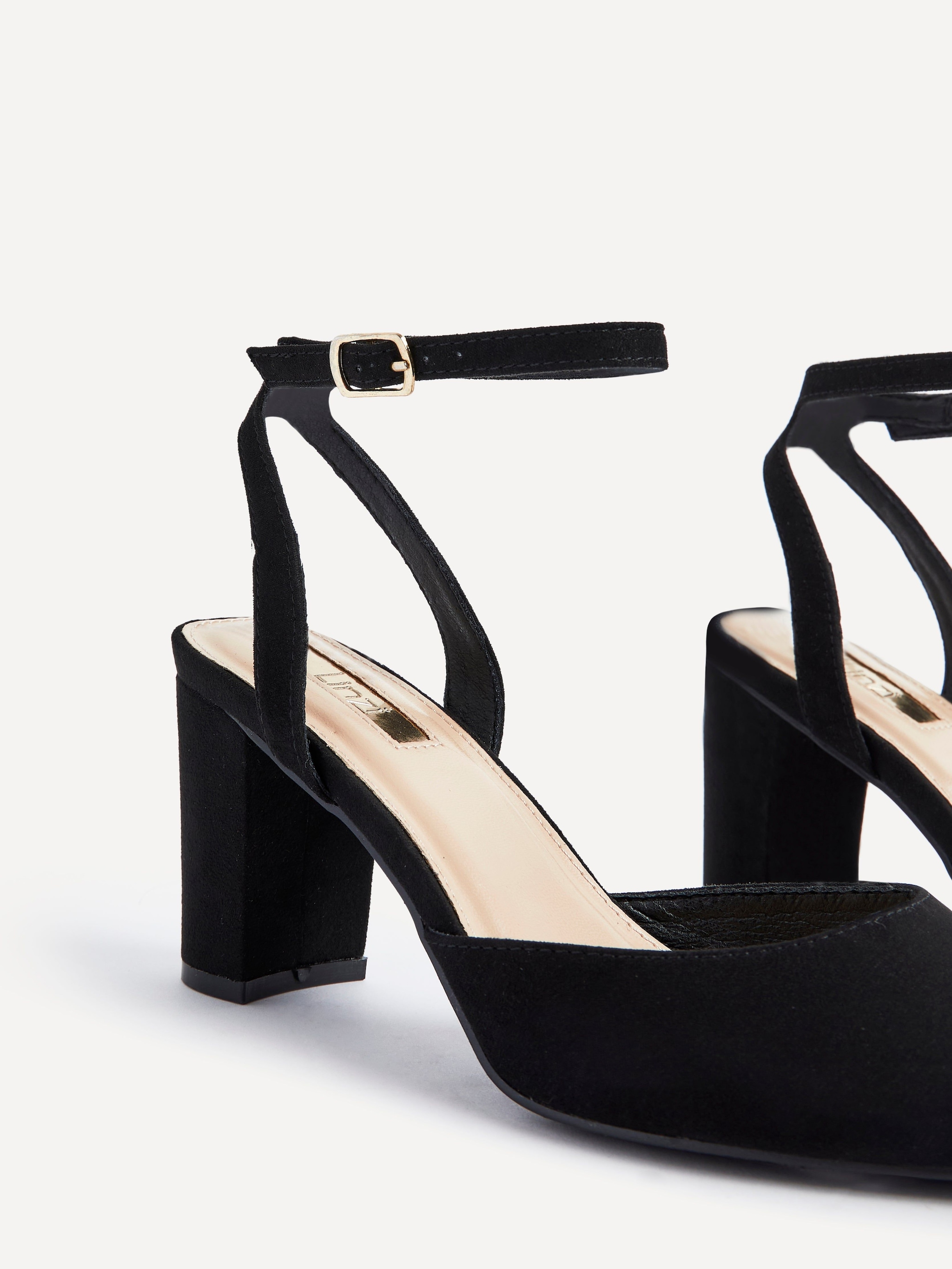 Linzi Carrie Black Faux Suede Mid Height Court Shoe image 4