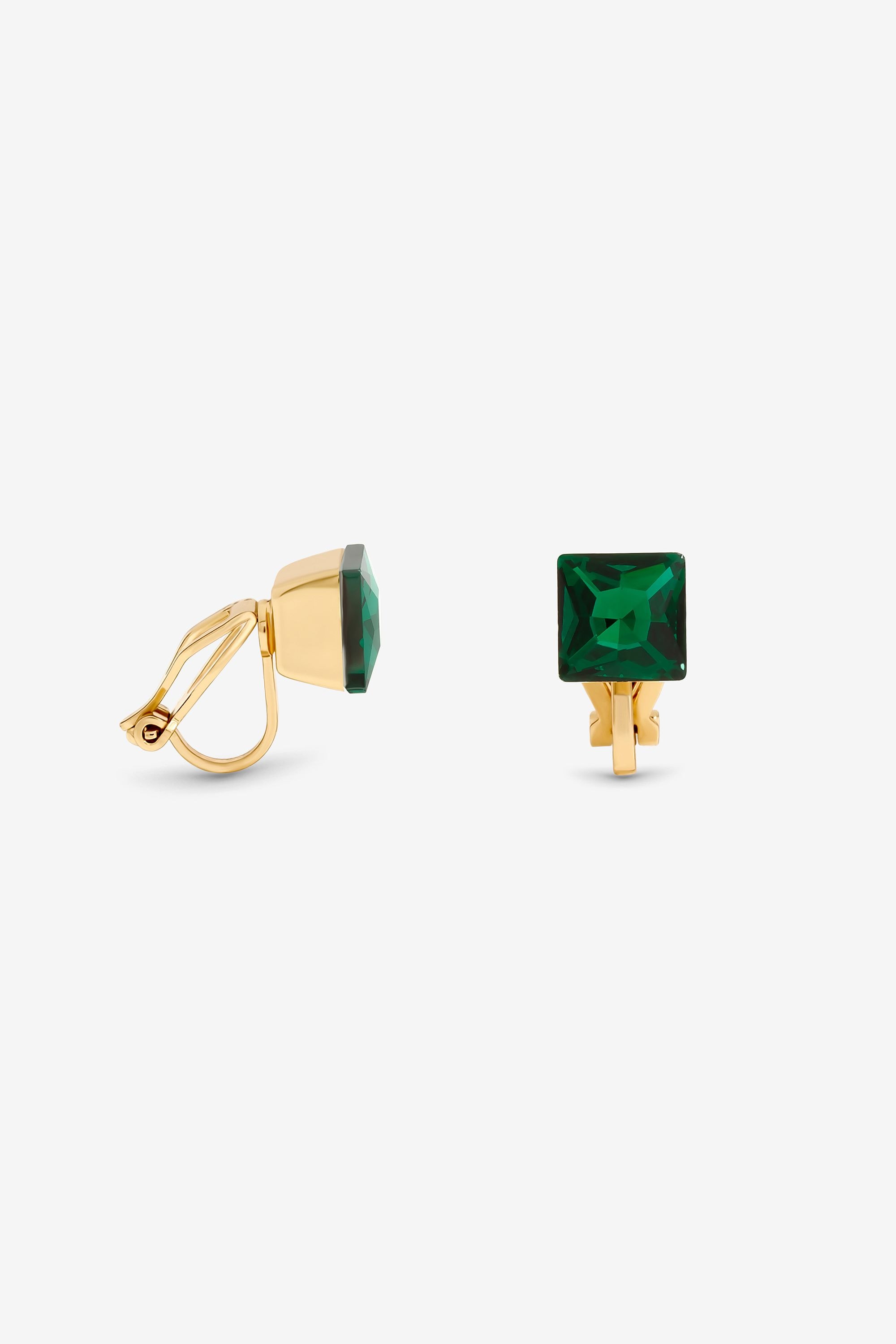 Jon Richard Gold Plated and Emerald Clip Earrings image 1