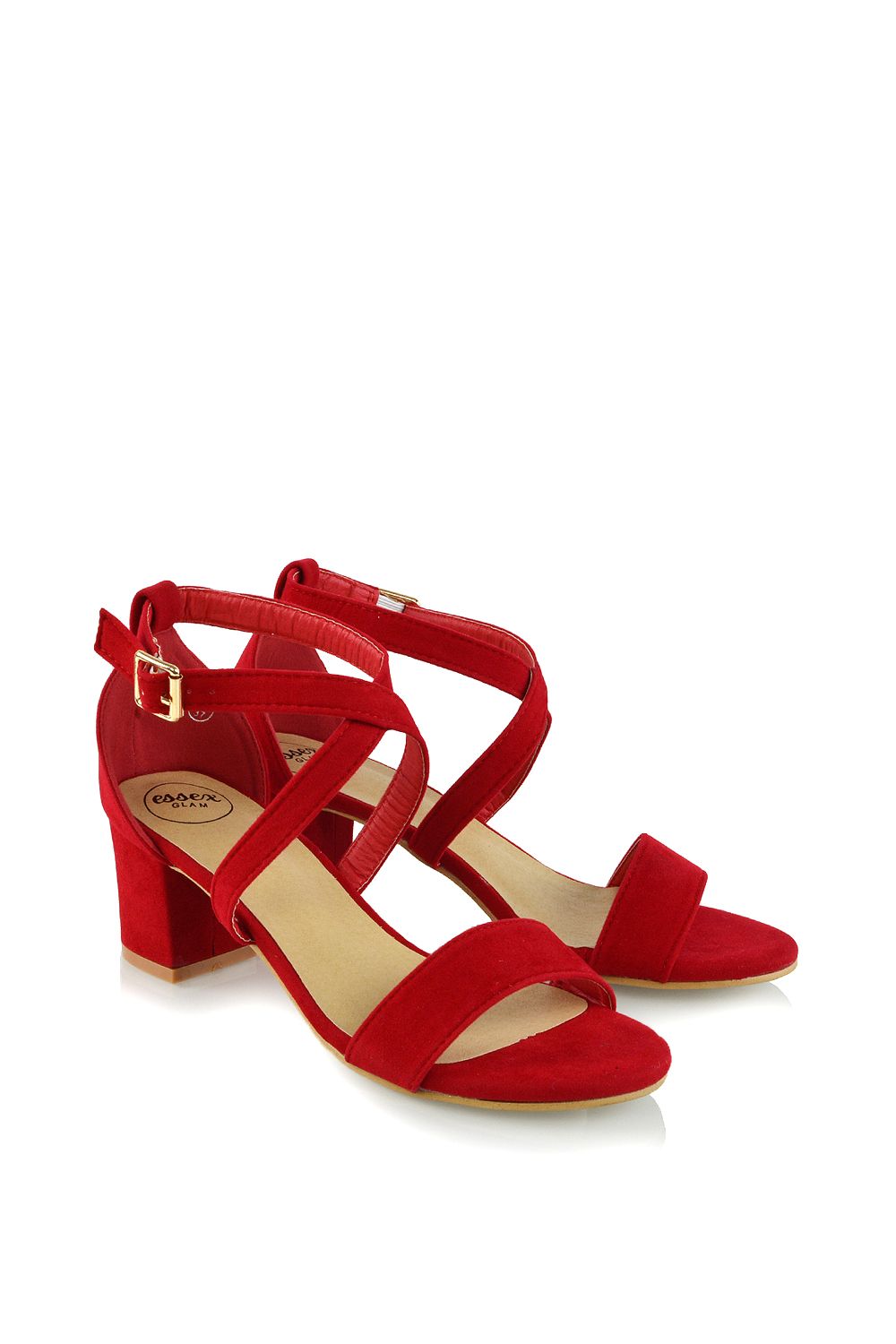 XY London 'Jordyn' Cross Over Buckle Strap Chunky Low Block Heels image 3