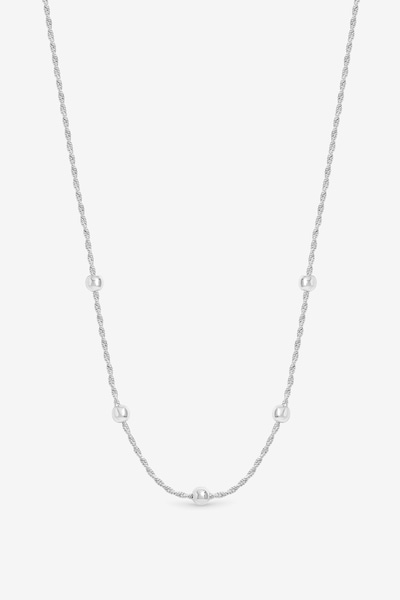 Simply Silver Sterling Silver 925 Polished Station Allway Necklace