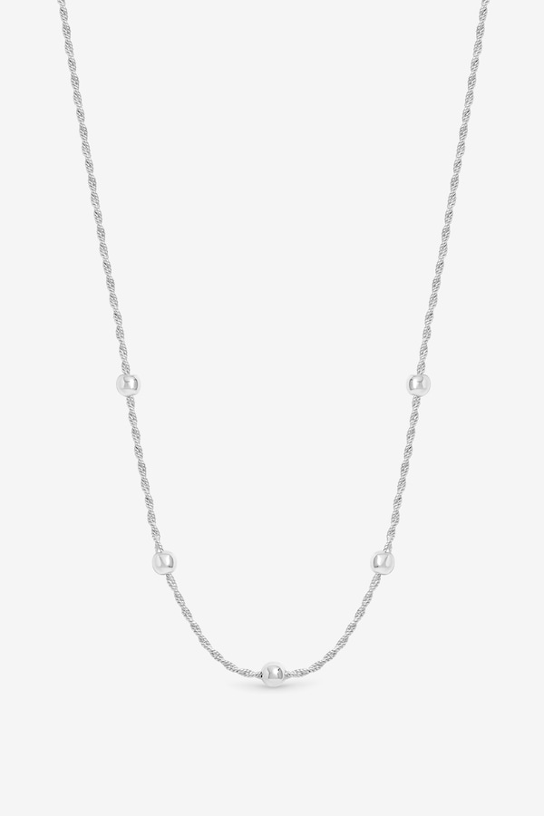 Simply Silver Sterling Silver 925 Polished Station Allway Necklace