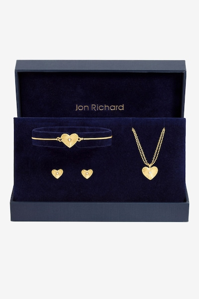 Jon Richard Gold Plated Diamond Cut Heart Set - Gift Box