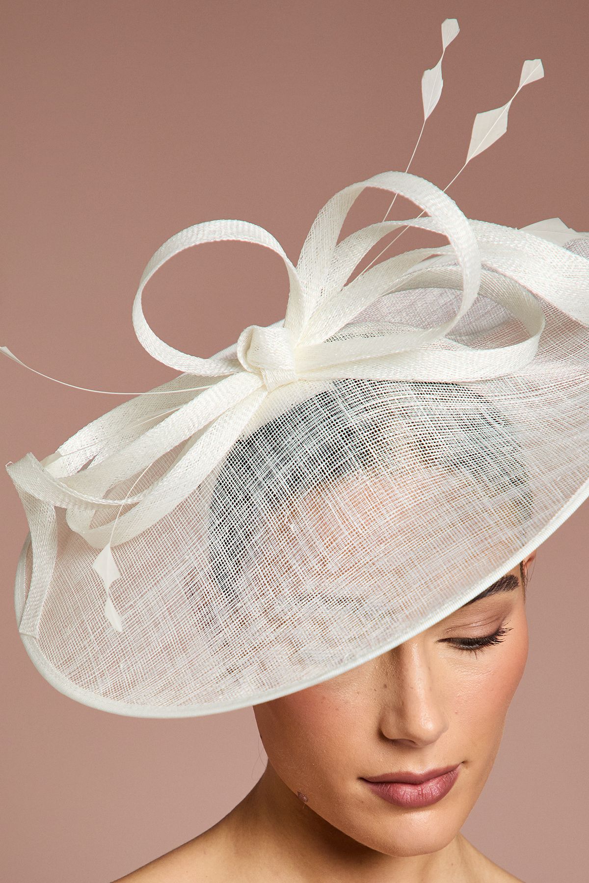 Coast Loop Detail Wide Brim Fascinator Ivory image 3