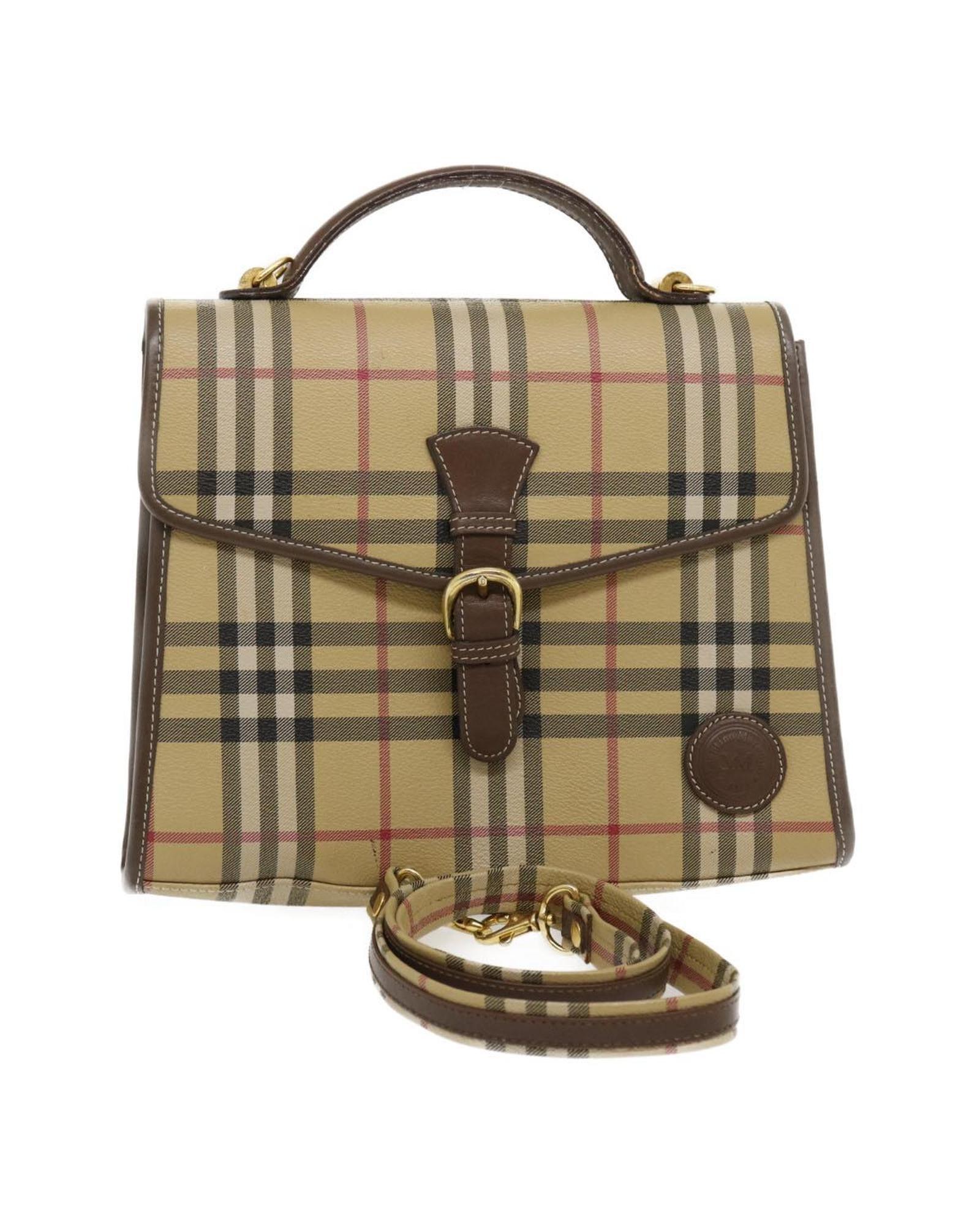 Valentino Preloved Beige Check Satchel Handbag Wo