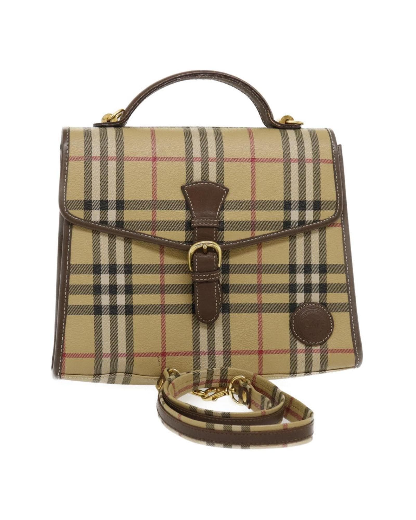 Valentino Preloved Beige Check Satchel Handbag Wo image 1