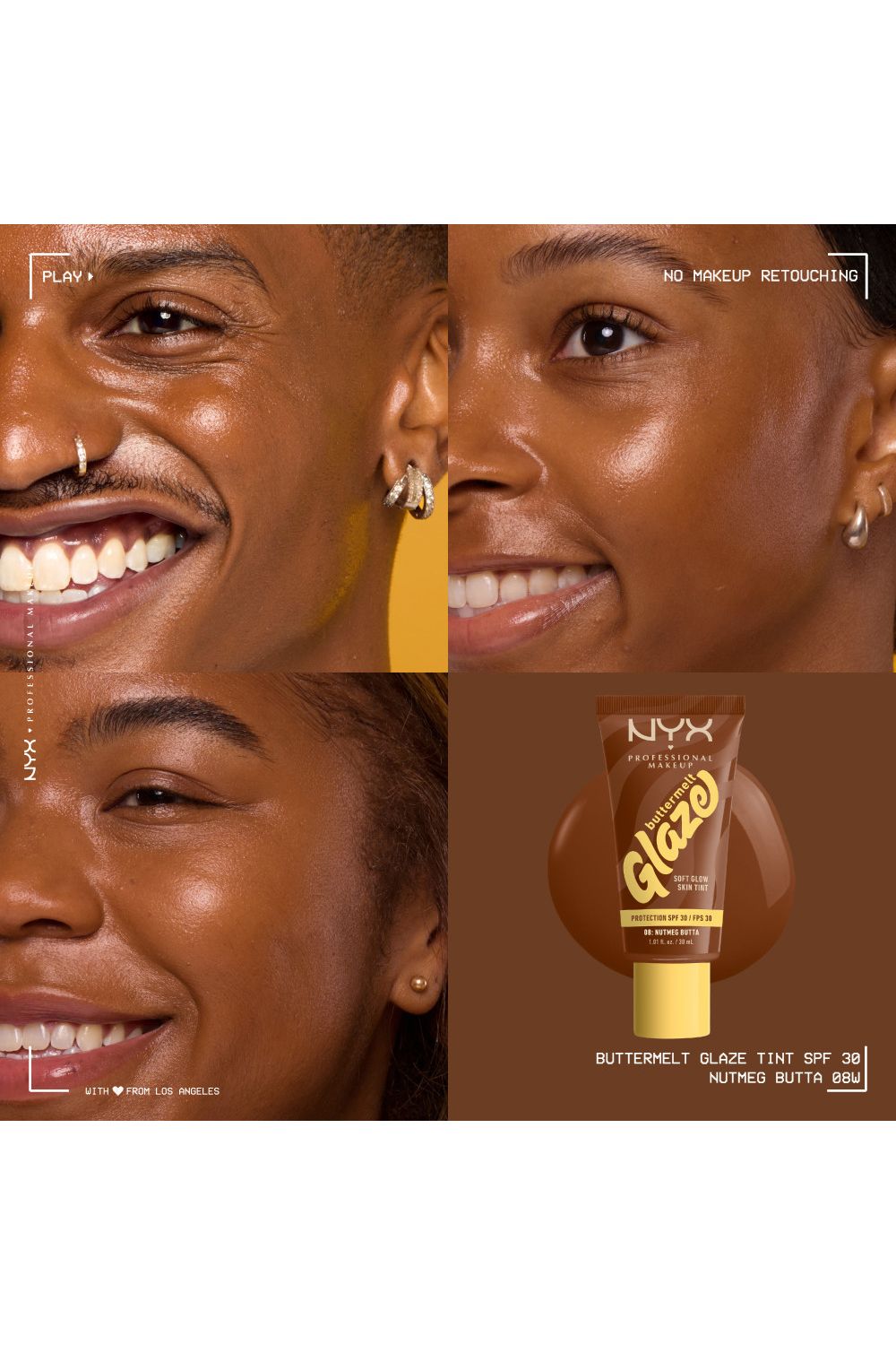 NYX Professional Makeup Buttermelt Glaze Soft Glow Skin Tint + SPF/FPS 30 30ml Nutmeg Butta image 5