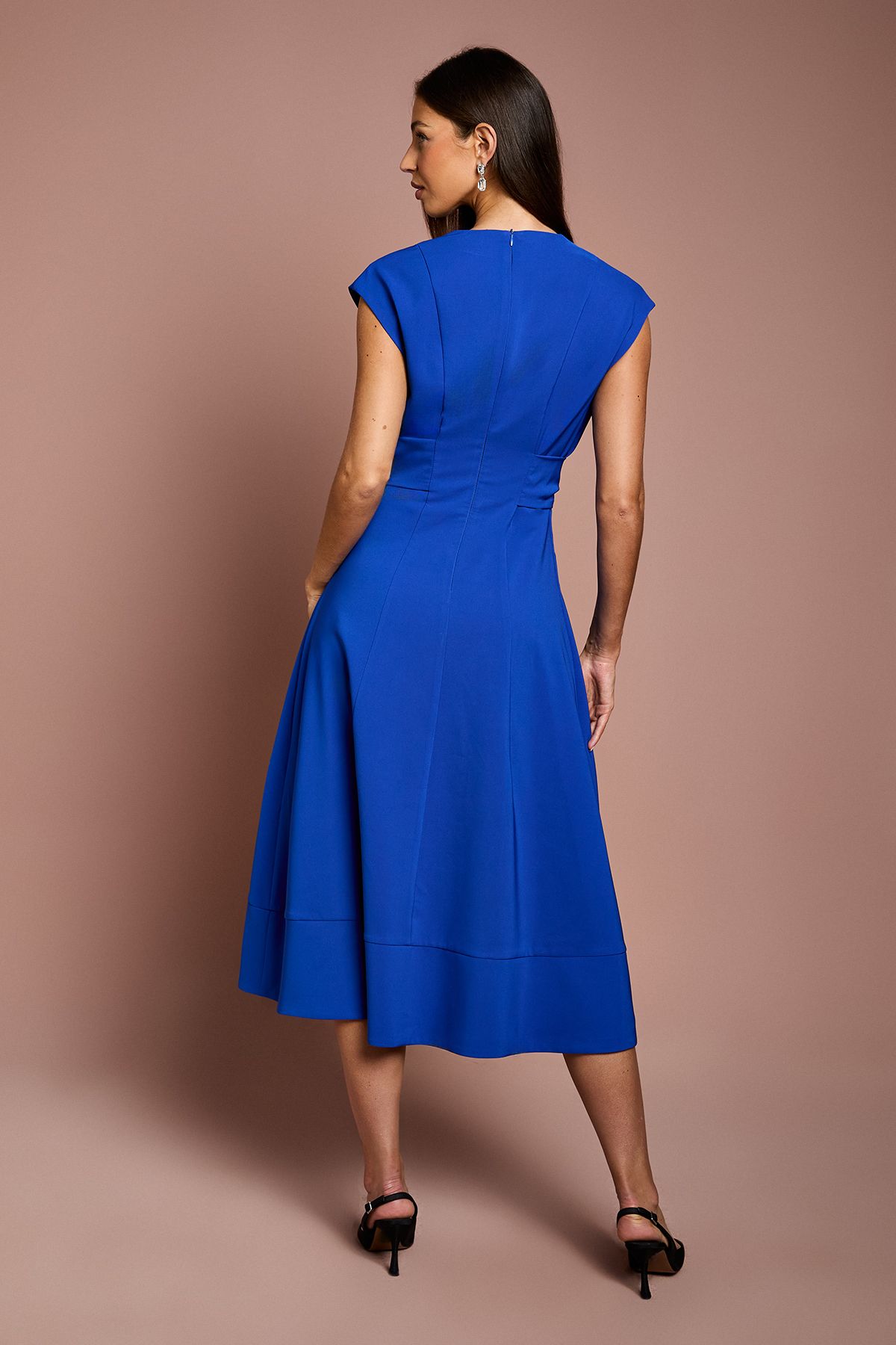 Coast Belted Crepe Dress Cobalt image 3