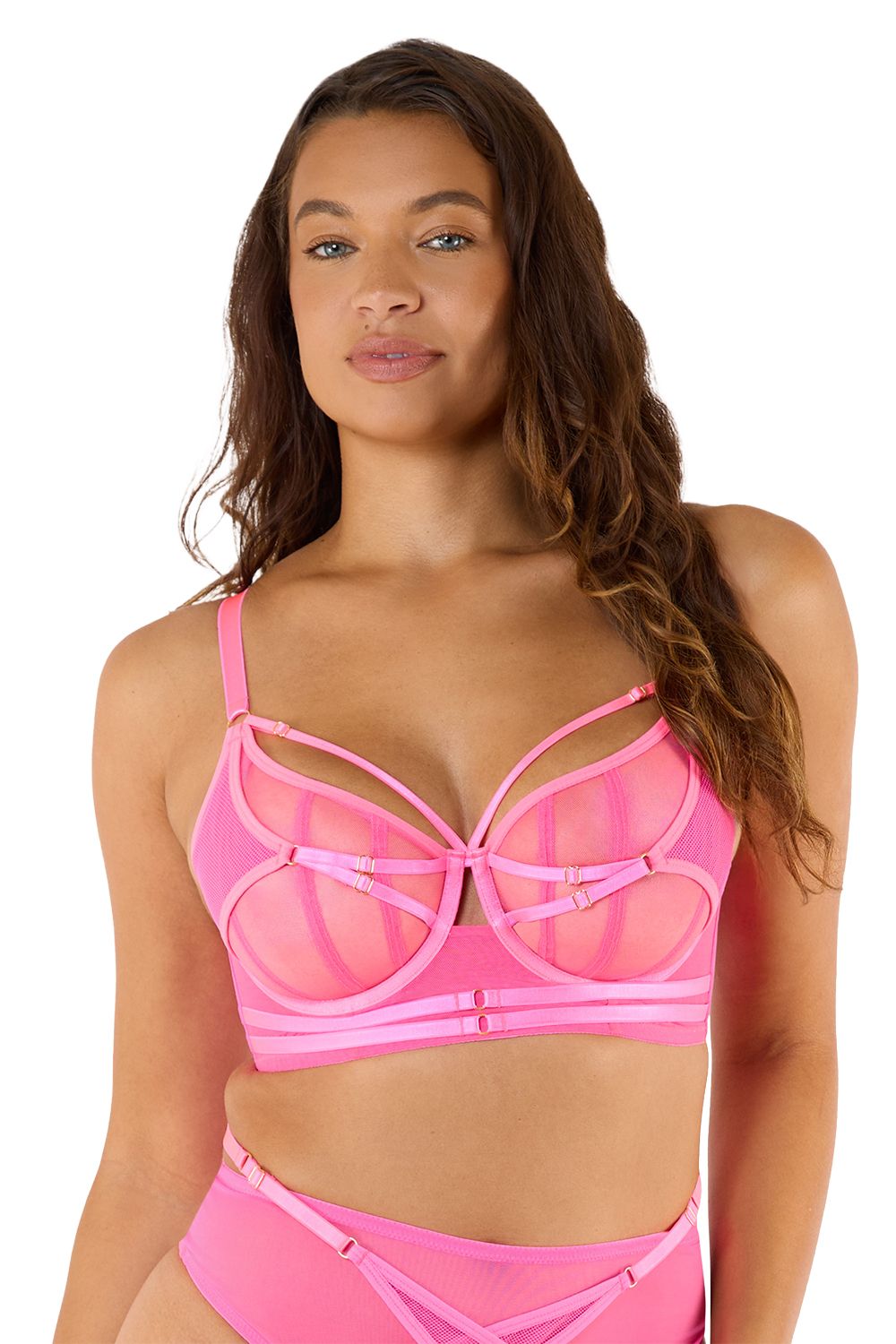 Playful Promises Eddie Neon Pink Crossover 'Balconette Bra' image 1