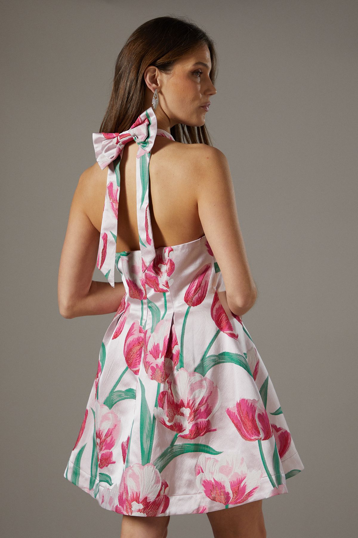 Coast Jacquard Halter Neck Mini Dress Blush image 3