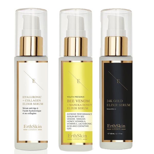 Erth Skin London Pro Age Serum Bundle: Bee Venom + Collagen + Gold Elixirs