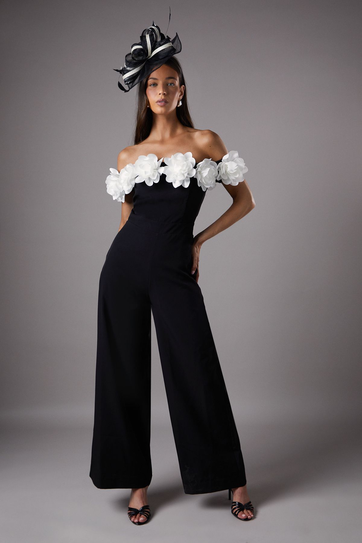 Coast 3D Flower Bardot Jumpsuit Mono image 1