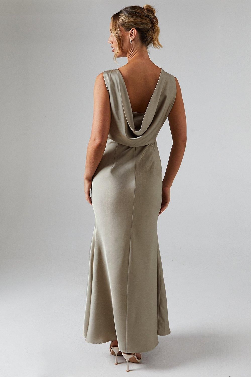 Coast Cowl Back Fishtail Maxi Dress Gold image 3