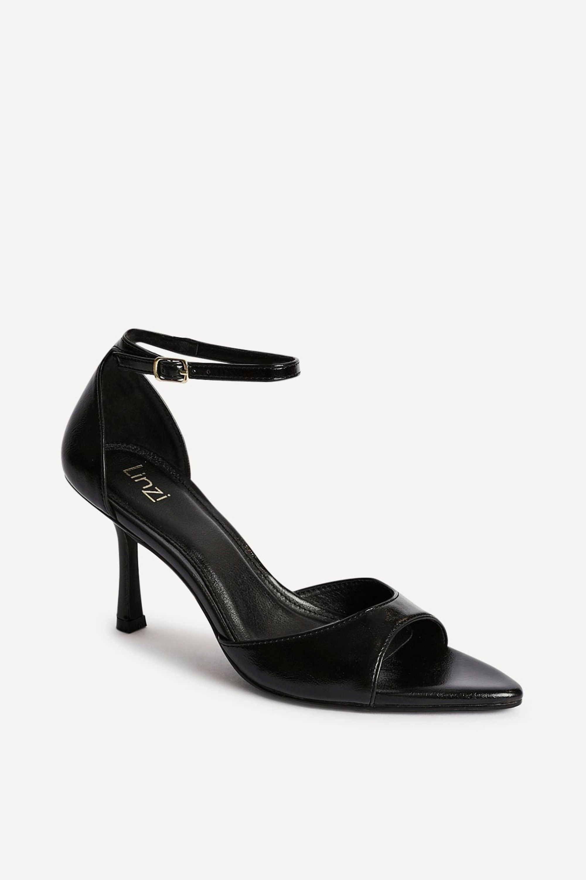 Linzi Wanted Black Faux Leather Pointed Toe Heels image 5