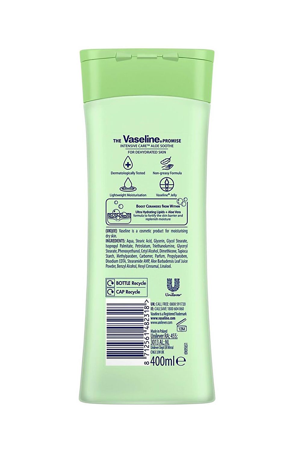 Vaseline 6x Intensive Care 'Body Lotion', Aloe Soothe, 400ml image 3
