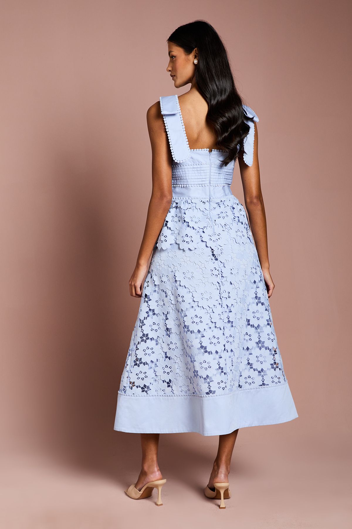 Coast Petite Peplum Lace Midi Dress Powder Blue image 3