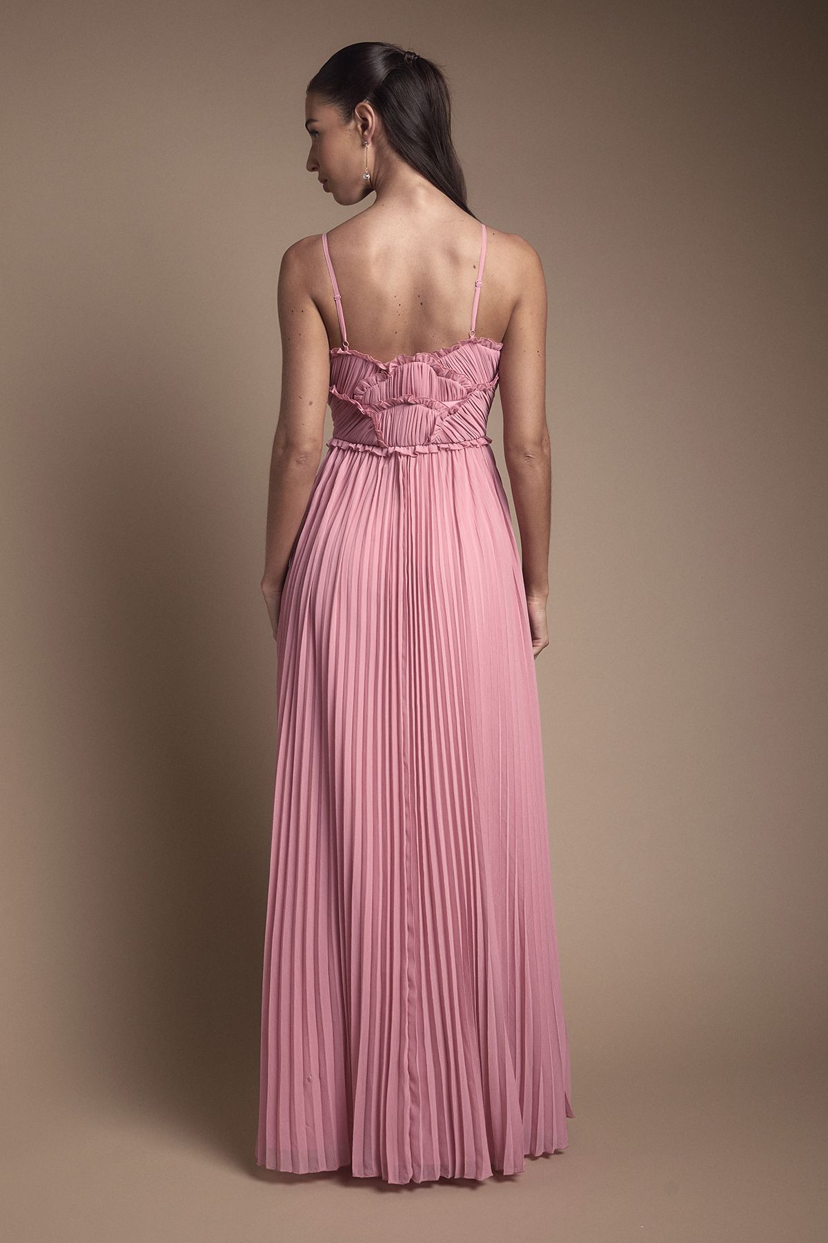 Oasis Oasis By Coast Strappy Pleated Bridesmaid Dress With Ruffle Detail Rose image 3