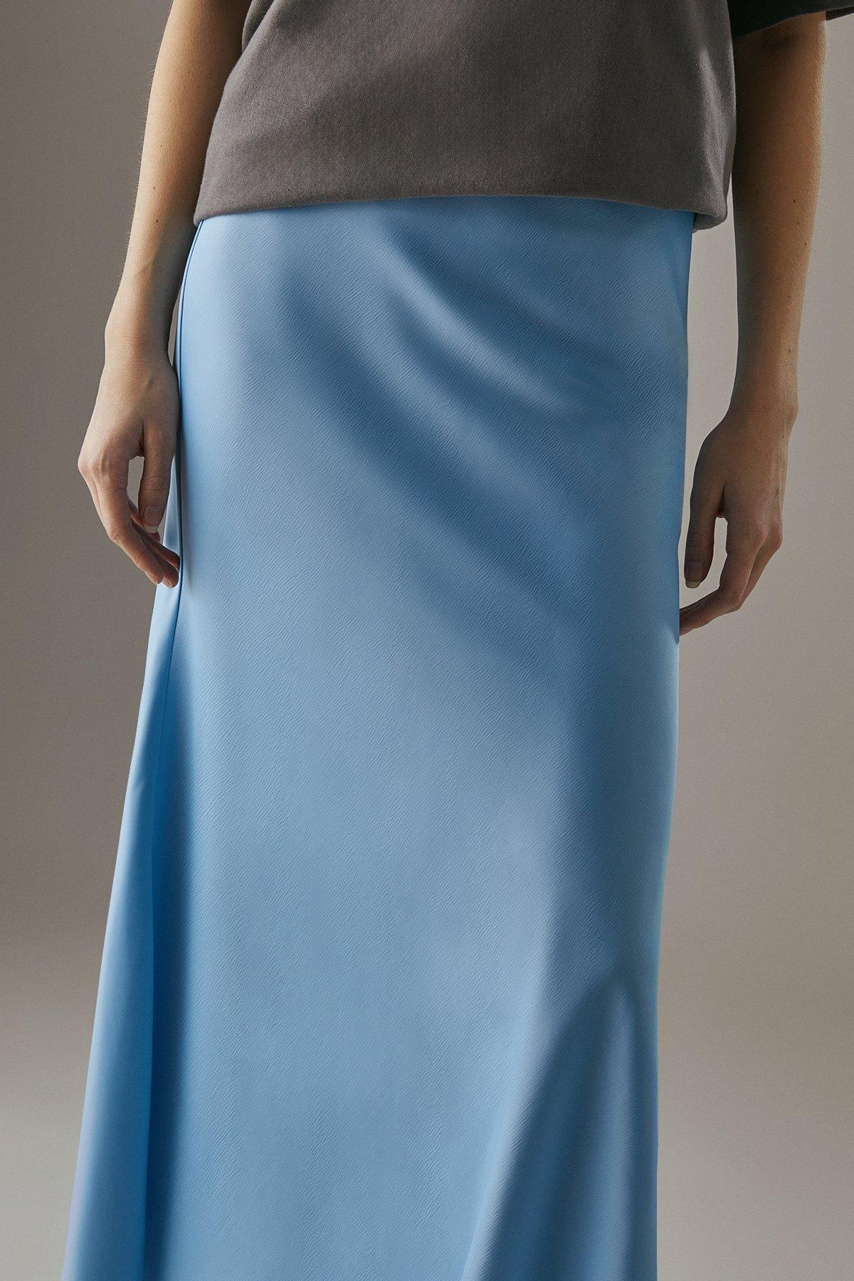 Warehouse Satin Bias Midi Skirt Blue image 4