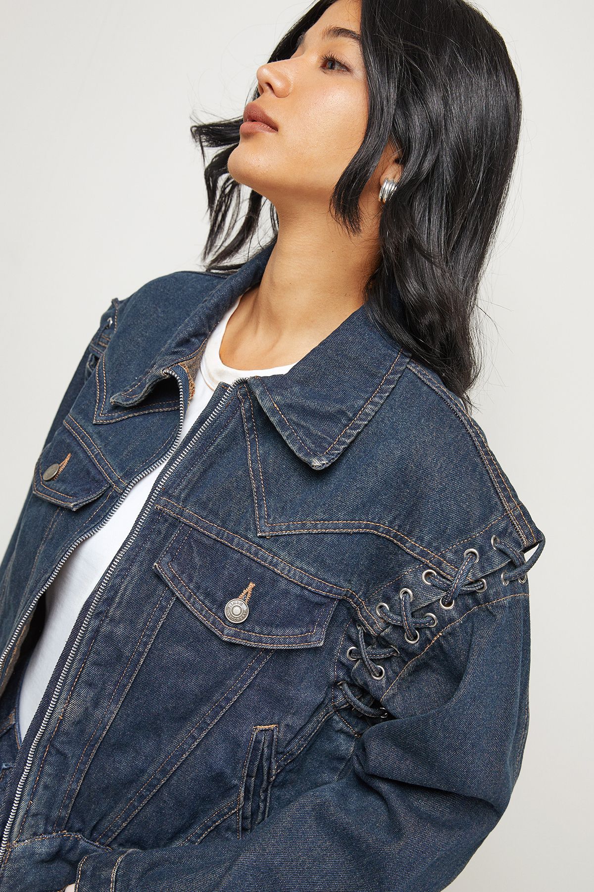 Warehouse Whipstitch Detail Washed Denim Jacket Vintage Wash image 4