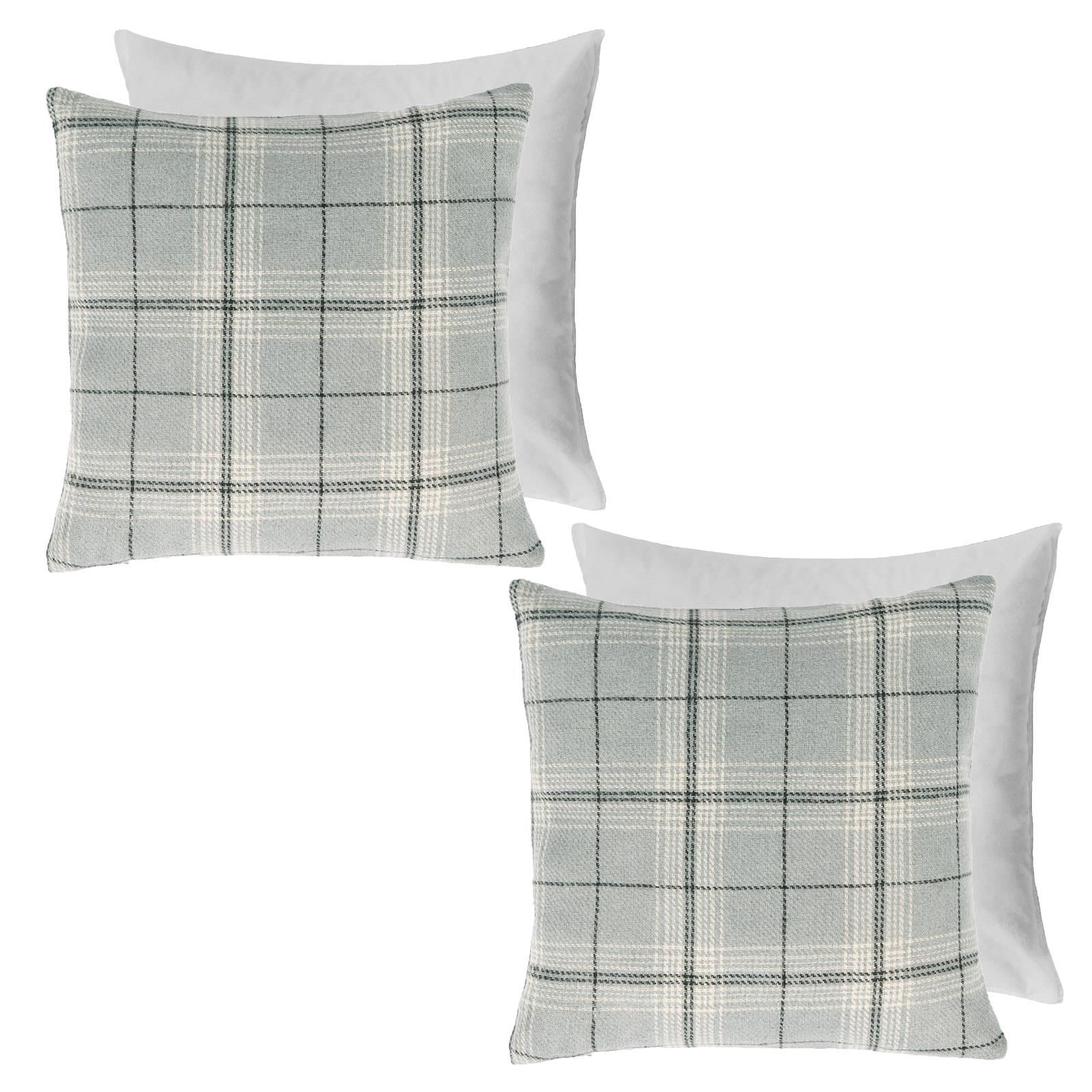 OHS 2 Pack Woven Check Filled Cushions Printed Soft image 1