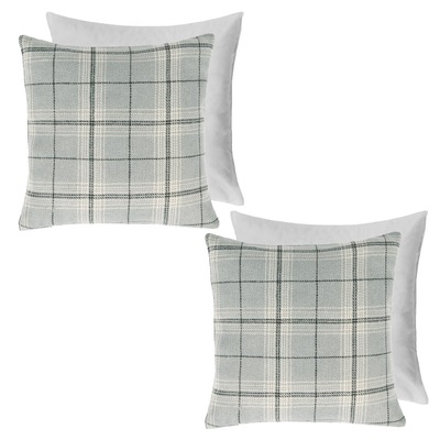 OHS 2 Pack Woven Check Filled Cushions Printed Soft