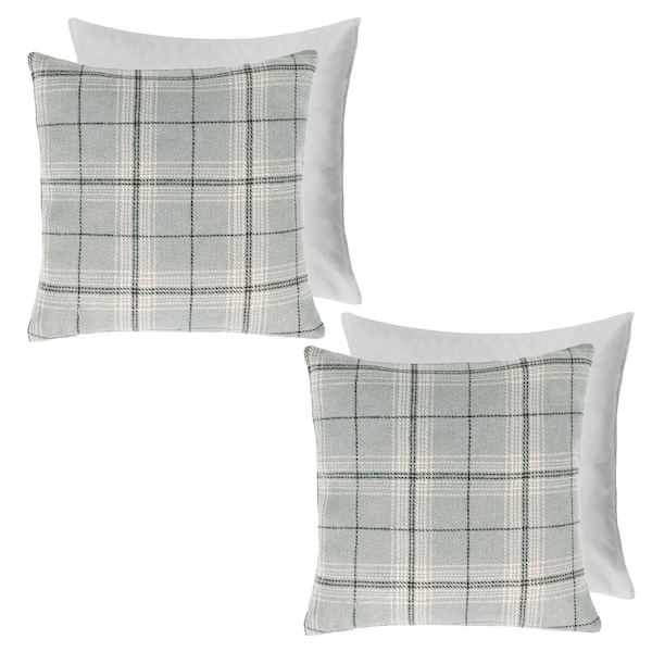 OHS 2 Pack Woven Check Filled Cushions Printed Soft