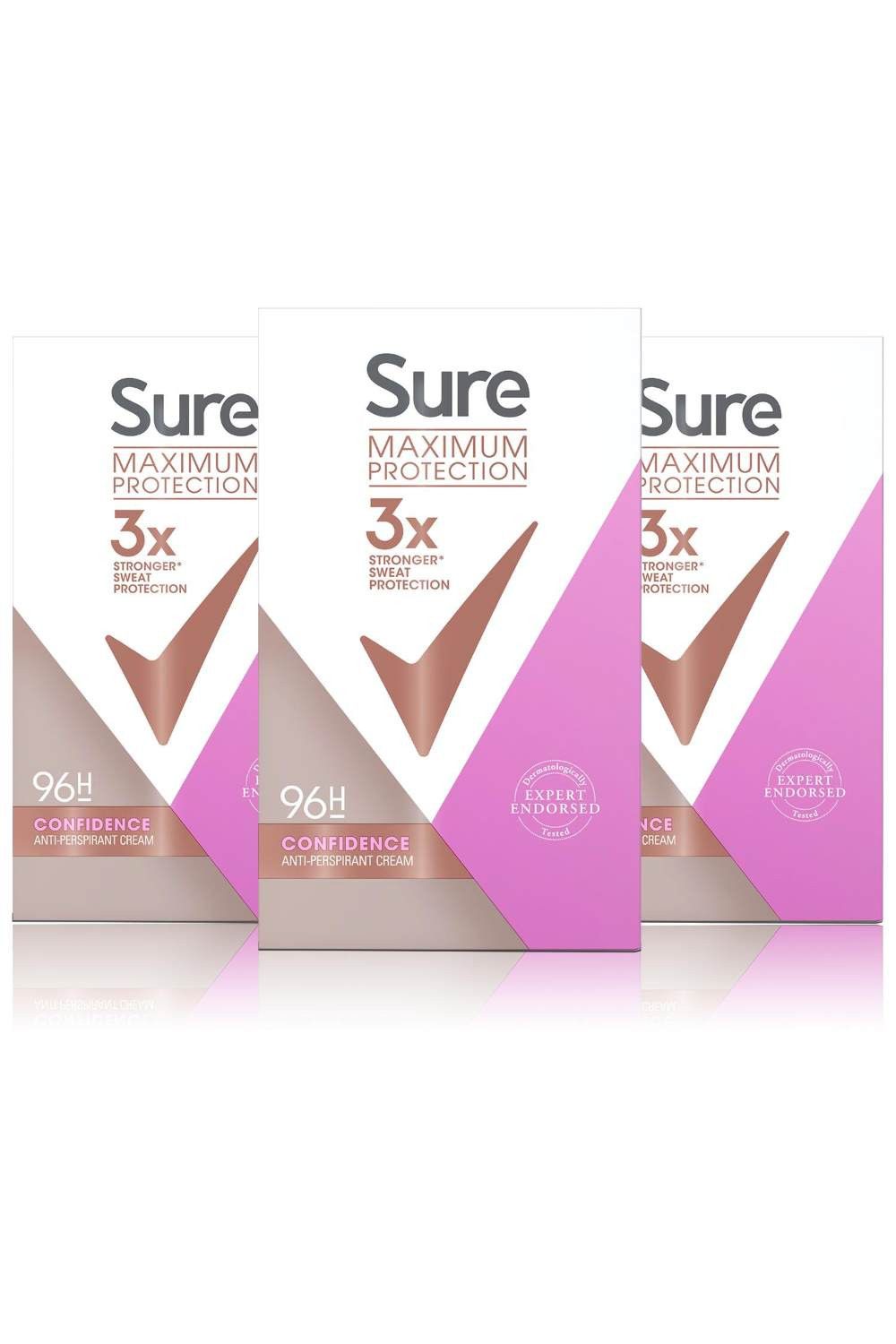 Sure Women Maximum Protection 'Anti-Perspirant Deodorant' Cream, 3x50ml image 1