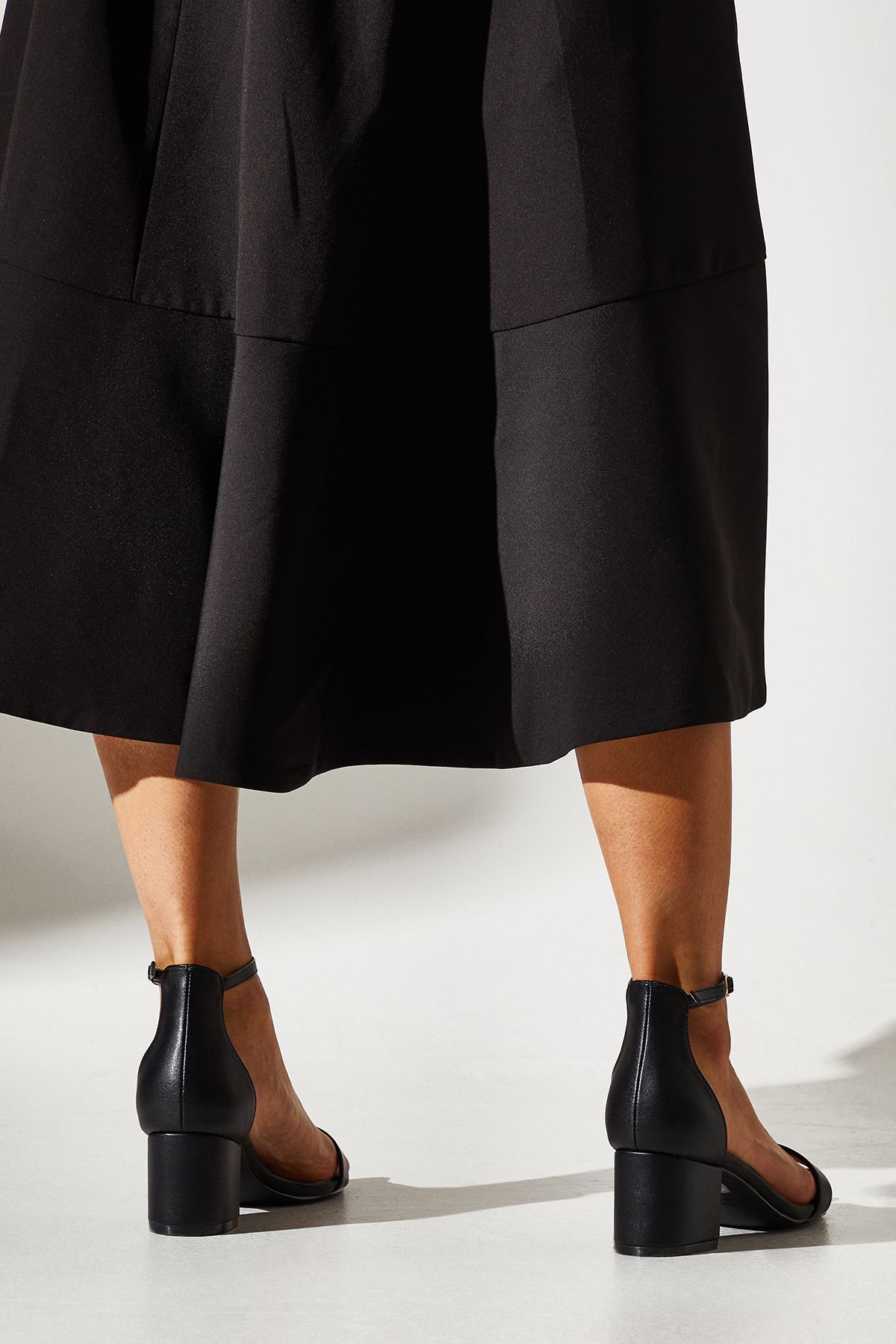 Coast Wide Fit Thelma Faux Leather Medium Block Heel Sandals Black image 2