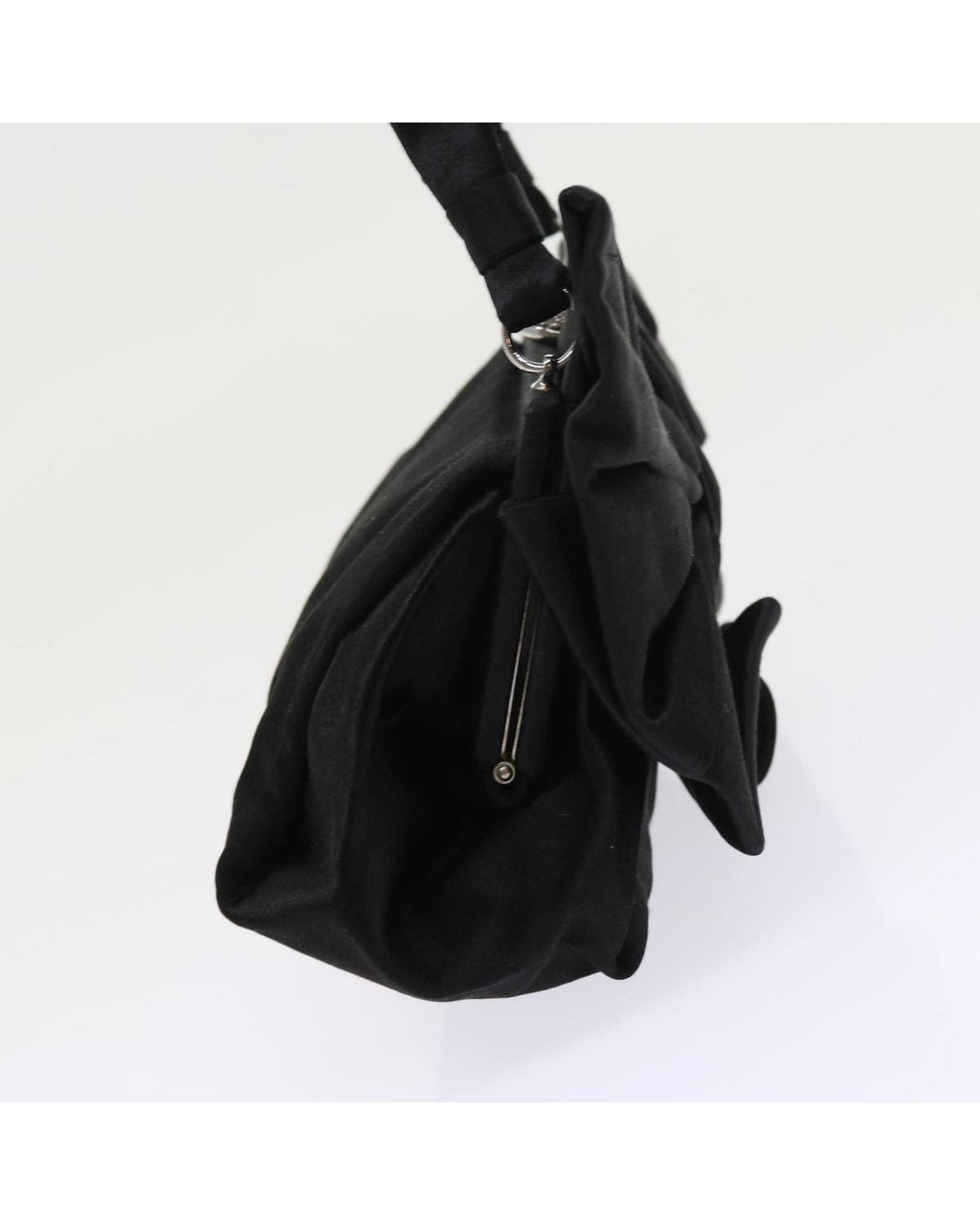 Valentino Preloved Bow Detail Handbag Black Satin Wo image 5