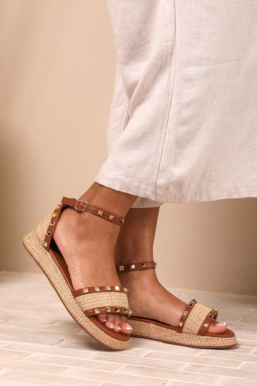 Where's That From 'Katara' Studded Gladiator Braided Strap Espadrille Flatform image 5