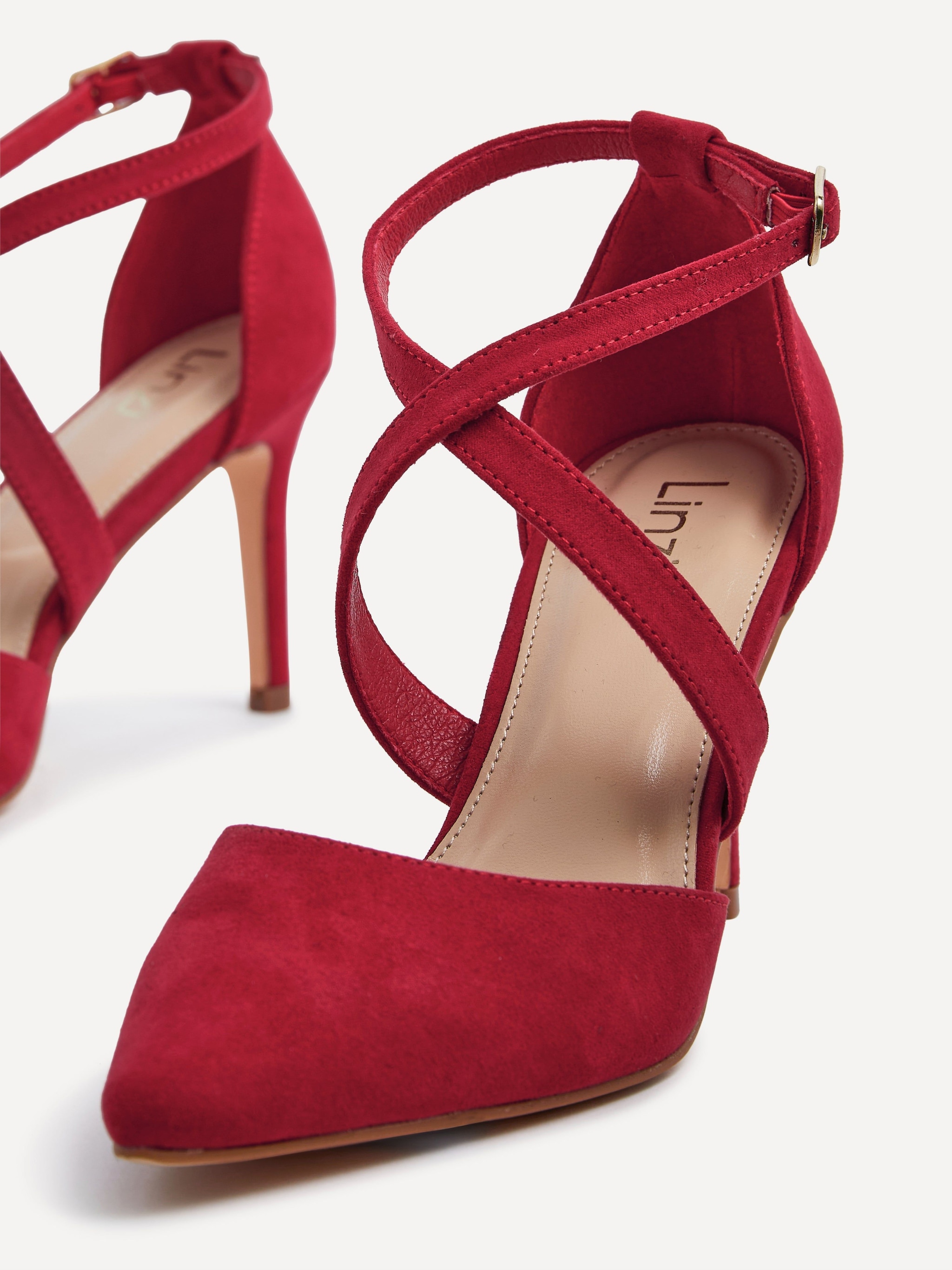 Linzi Runway Red Faux Suede Stiletto Court Heel image 5