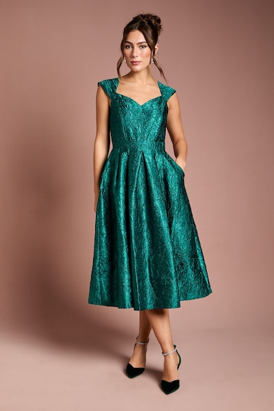 Coast Sweetheart Jacquard Midi Dress Emerald