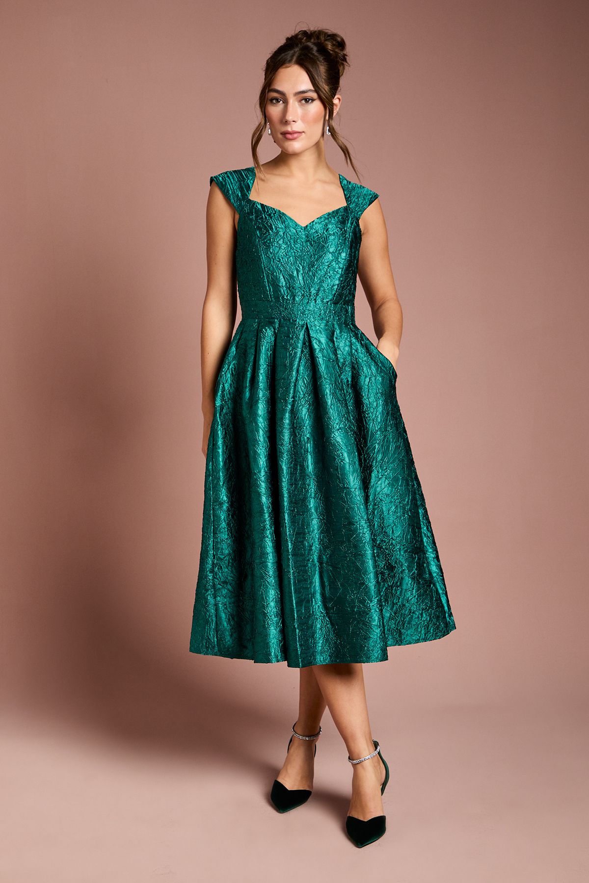 Coast Sweetheart Jacquard Midi Dress Emerald image 1