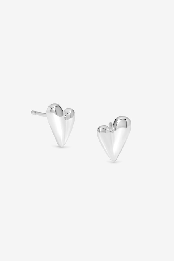 Simply Silver Sterling Silver 925 Polished Nugget Heart Stud Earrings