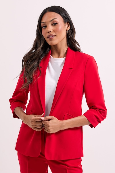 Dorothy Perkins Ruched Sleeve Blazer Red