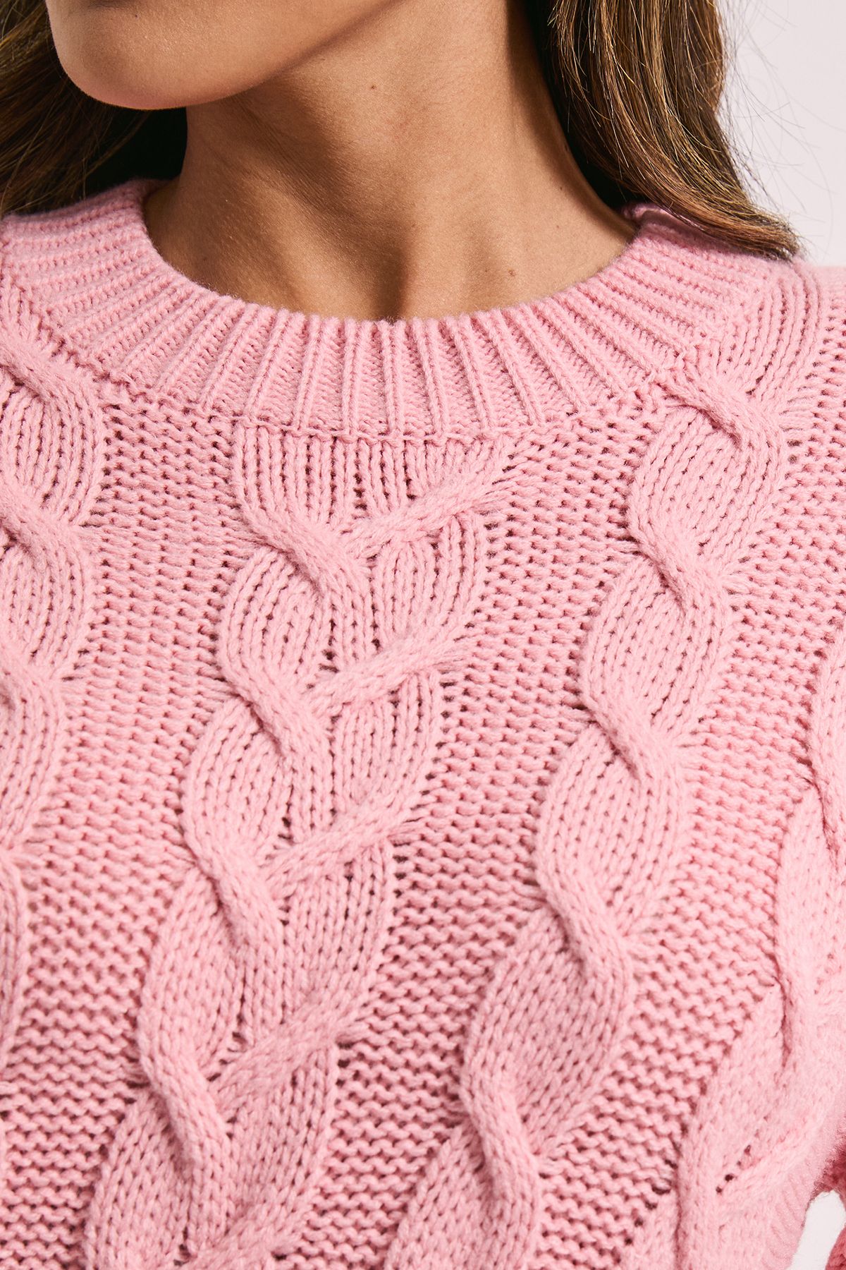 Dorothy Perkins Cable Knit Crew Neck Jumper Pink image 5