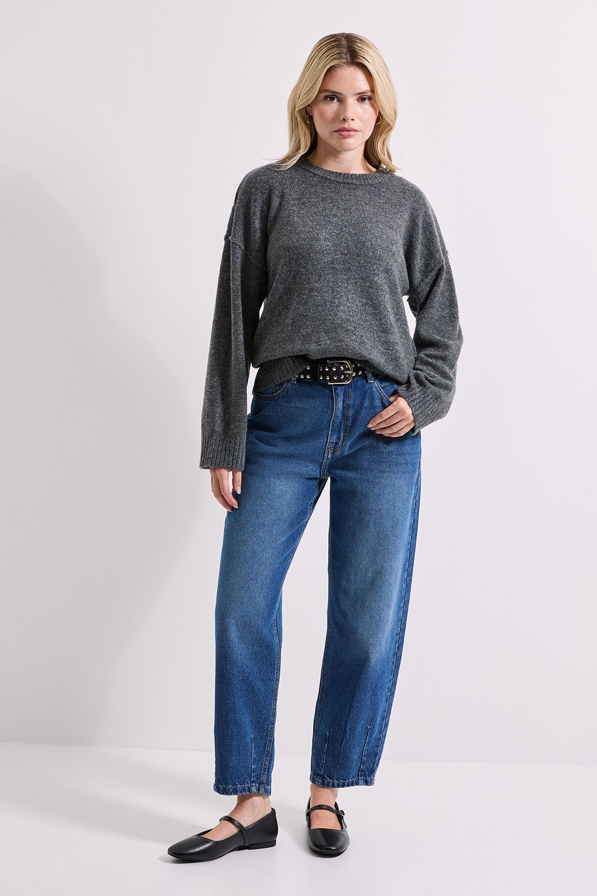 Dorothy Perkins Relaxed Crew Jumper Grey image 2