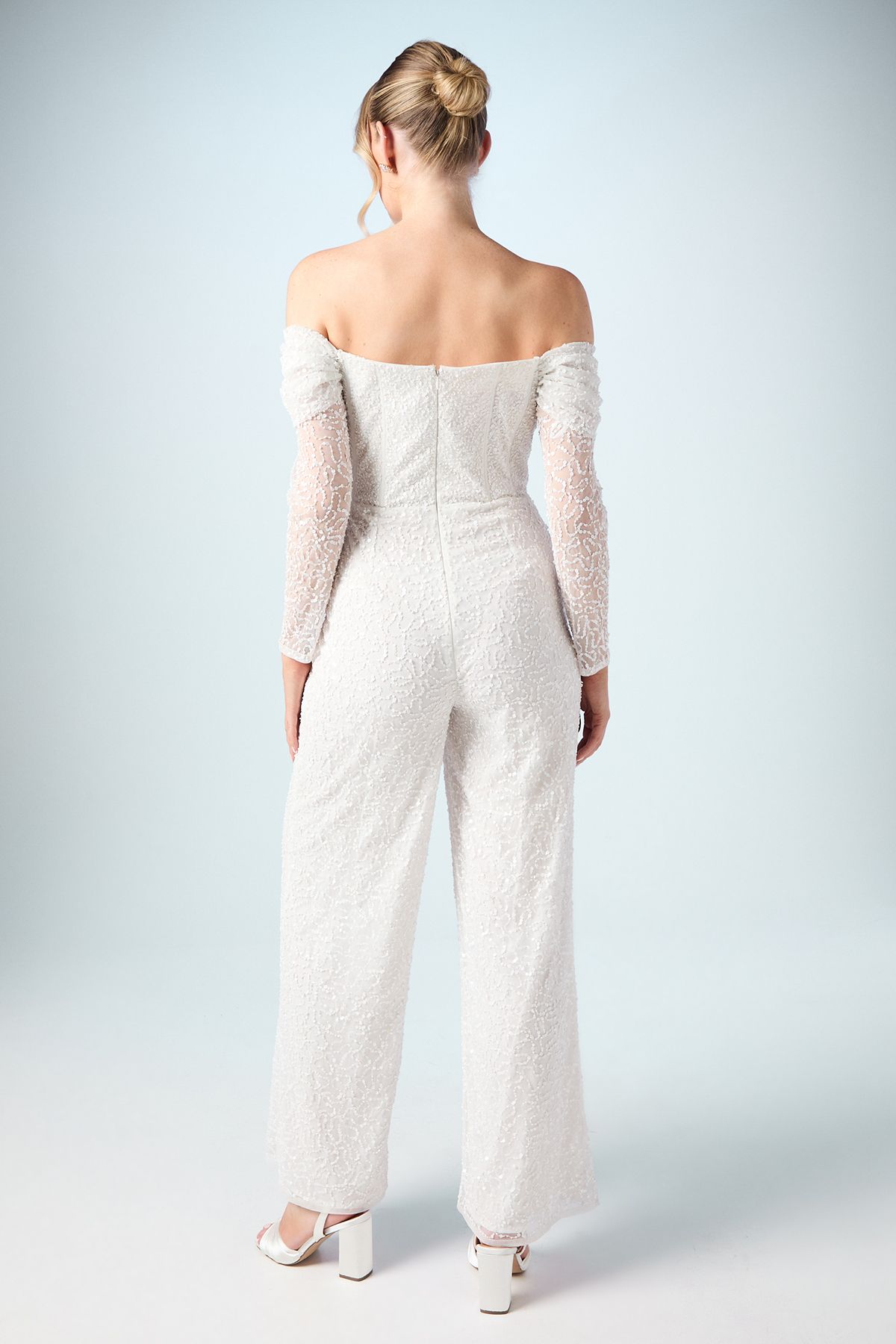 Coast Bardot Long Sleeve Corset Bridal Jumpsuit Ivory image 3