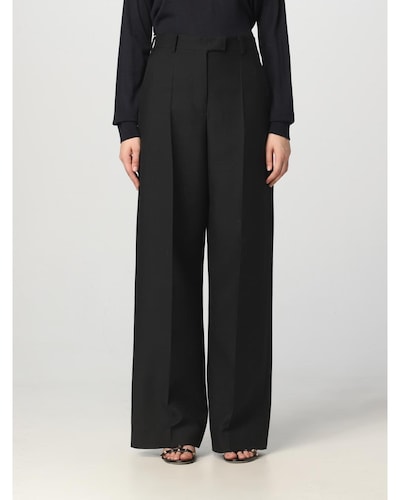 Valentino Wide Leg Wool Trousers Wo - Black Pants