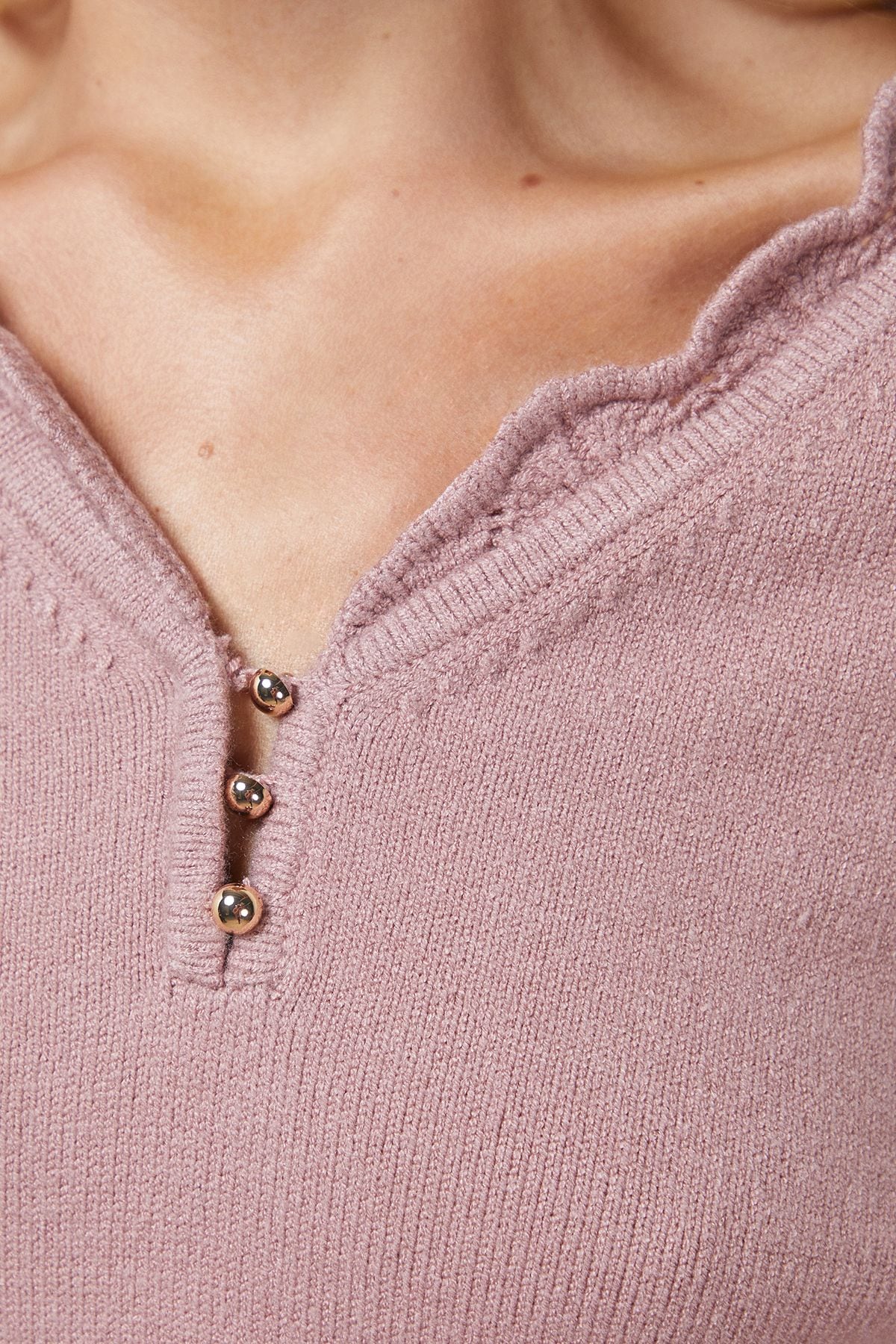 Oasis Soft Crochet Scallop Detail Jumper Dusky Pink image 5