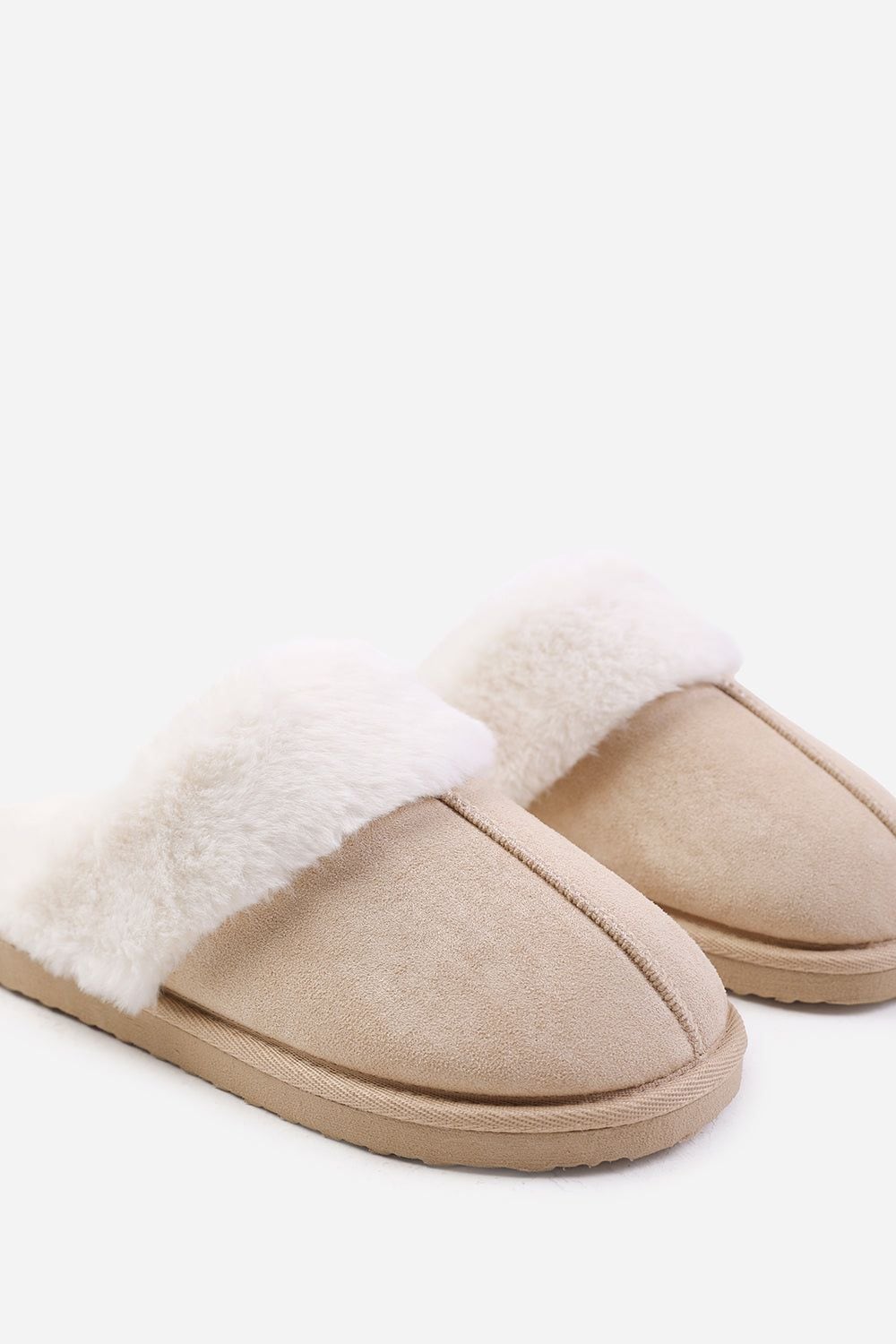 Where's That From 'Comfort' Slip On Slippers With Fur Trim Suede image 3
