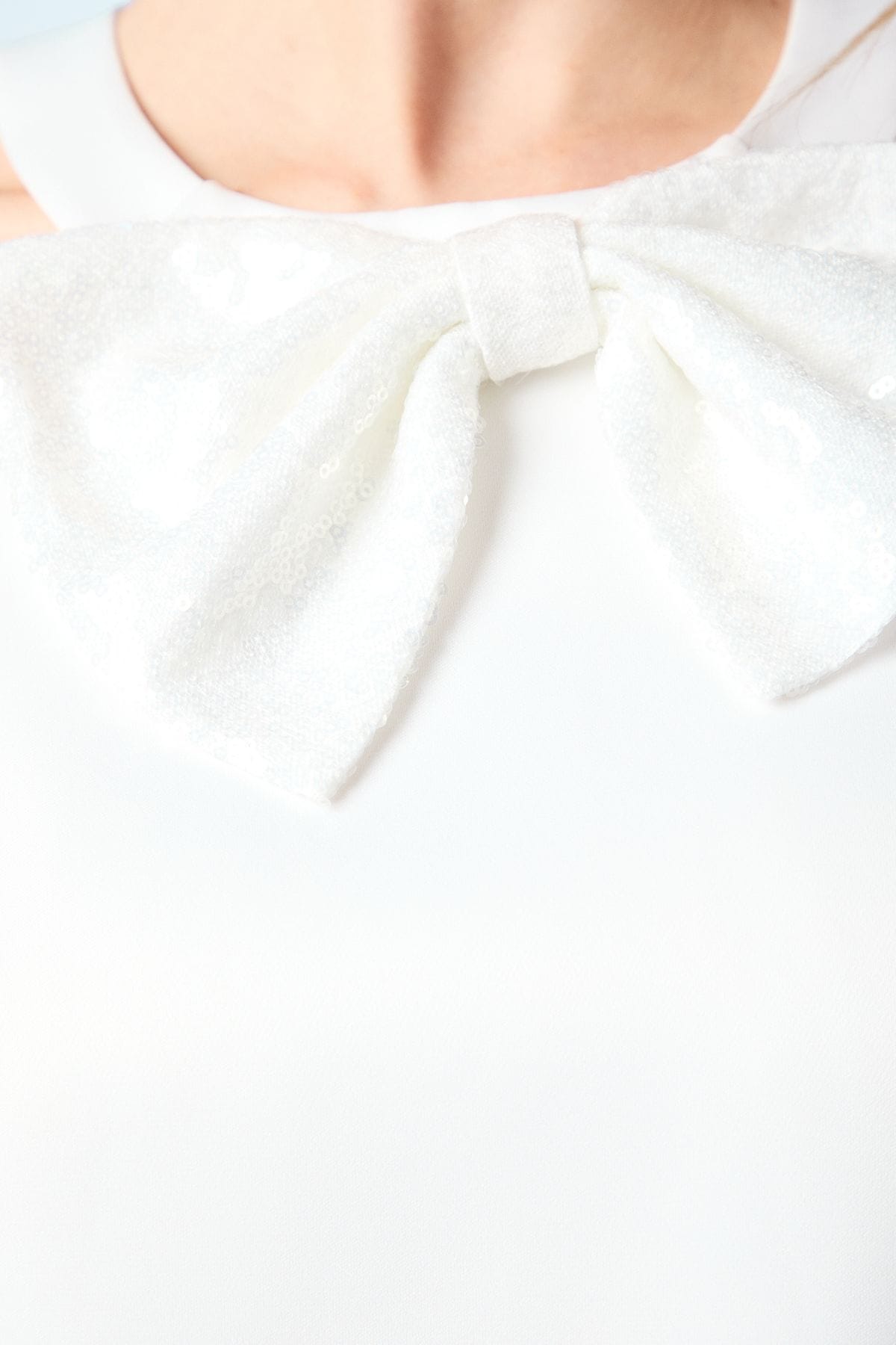 Coast Sequin Bow Shift Bridal Mini Dress Ivory image 5