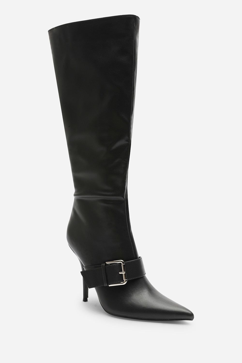 Where's That From 'Ilsa' Pointed Toe Knee High Stiletto Heel Boots with Front Buckle image 3