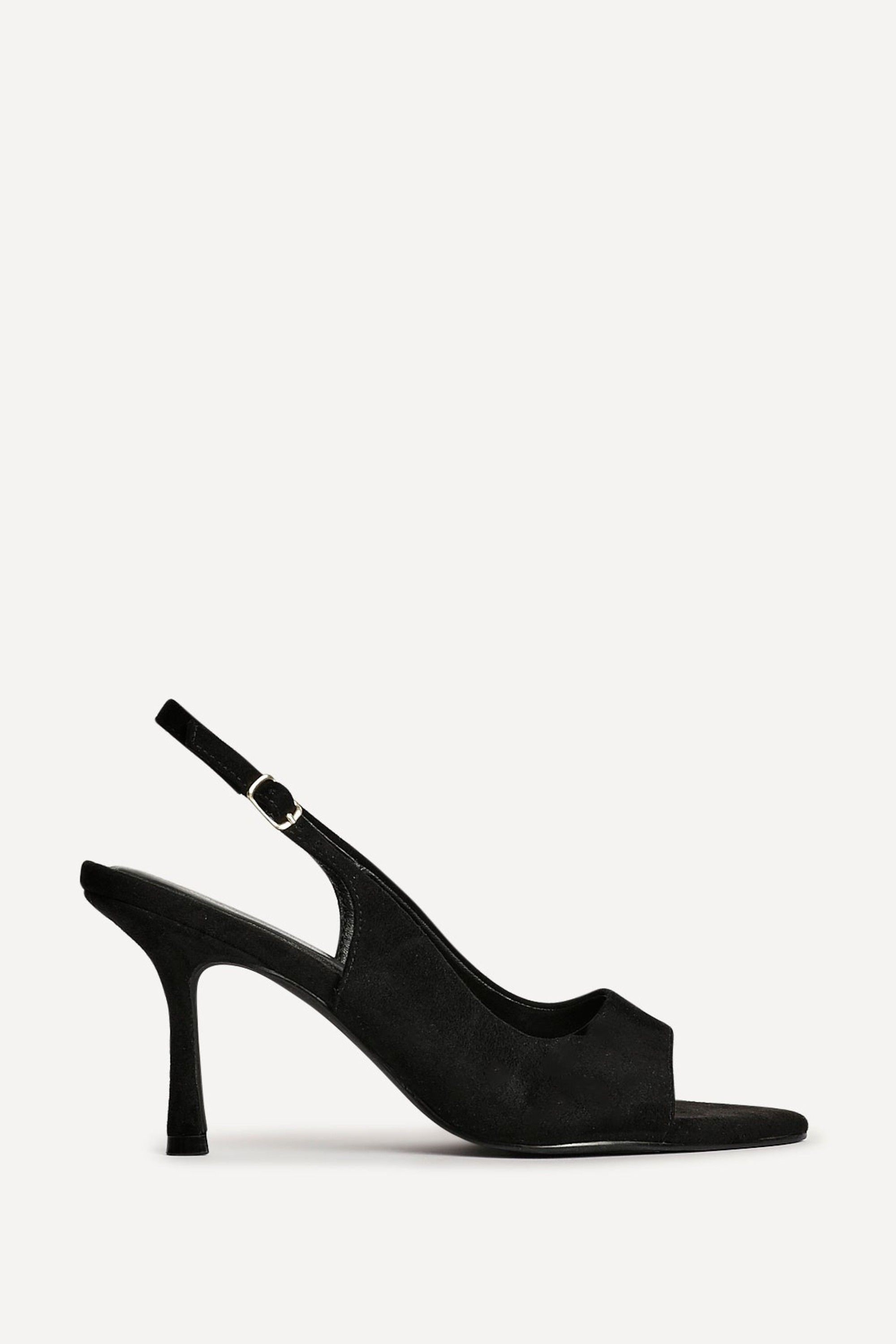 Linzi Tokyo Black Faux Suede Peep Toe Heels image 1